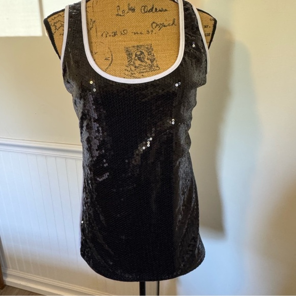 Ashley Stewart Black Sequin Tank Top Sz 12